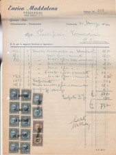 FATTURA marche da bollo ENRICO MADDALENA vulcanizzazione gomme - Pordenone 1940