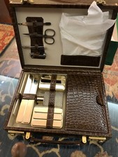 Set da viaggio in vera pelle stampa coccodrillo Vintage da collezione