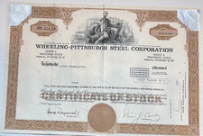 Wheeling-Pittsburgh Steel Corporation West Virgina Company certificato di magazzino