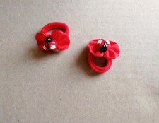 2pz Fermacode elastico x capelli in tessuto coccinella rosso x coda capelli E244