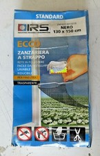 ECCO Zanzariera a strappo finestre rete poliestere 130x150cm lavabile nero