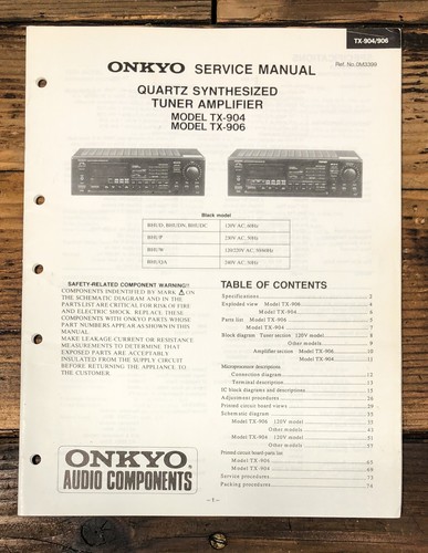 Onkyo 904 906 ricevitore - tx-906,