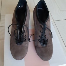 Scarpe vero camoscio Francesine Donna Stringate Tacco 8 cm e Plateau interno 1cm