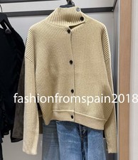 MASSIMO DUTTI NUOVO 100% lana cardigan maglia dolcevita OLIVA XS-L 5784/921