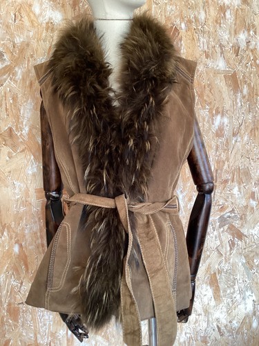 Gilet cuir fourrure - en, et