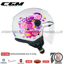 Casco Jet Moto Baby Bimbo Bambino Bimba CGM 261 Mini Comics Fucsia Bianco Tg....