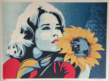 Shepard Fairey (OBEY) - EARTH EMISSARY (JANE FONDA) -Signed & Numbered + COA