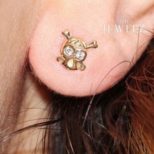 Orecchini in oro 14 carati 0,06 CT VS/F-G con diamanti e teschio Halloween - Il gioiello