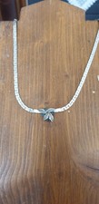 Argento COLLANA DONNA CON fiore RIGIDO ARGENTO COLIER GIROCOLLO