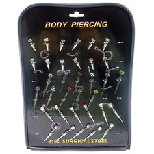 Lotti stock da 34pz Finti Dilatatori Coni Acciaio STRASS lobi Piercing Orecchini