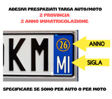 ADESIVI PROVINCIA E ANNO TARGA PER TARGHE 2 ANTER 2 POST AUTO MOTO CAMION CAMPER