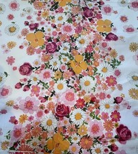 Coppia di tende floreali vintage retrò anni 70 foderate in cotone tessuto e pelliccia