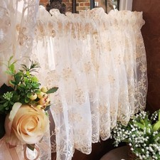 1pcs Pizzo Puro Corto Tendine Armadietto Finestra Drappo Ricamato Porta