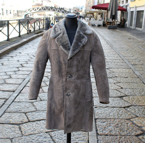 Cappotto pelle montone grigio - cappotto,