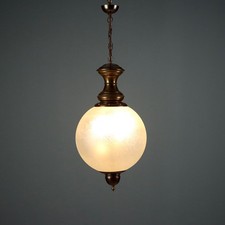 Lampada a Sospensione Vintage Design Ottone Vetro Italia Anni 60 Originale