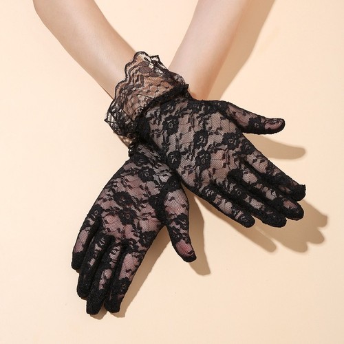 Guanti dito pizzo nero - da,