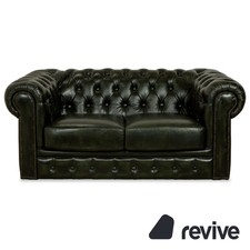 Chesterfield Pelle Biposto Verde Scuro Divano Vintage