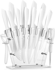 Set Coltelli, Bianco Coltelli Da Cucina 16 Pezzi, Lama Con Rivestimento Antiader