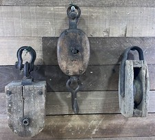 Antico lotto di 3 pulegge in