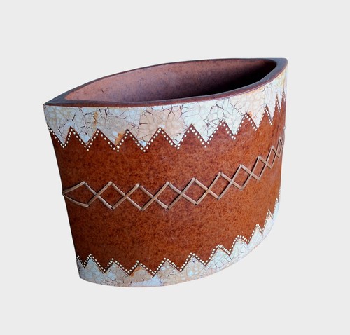 Vaso ovale cinese - , decorato