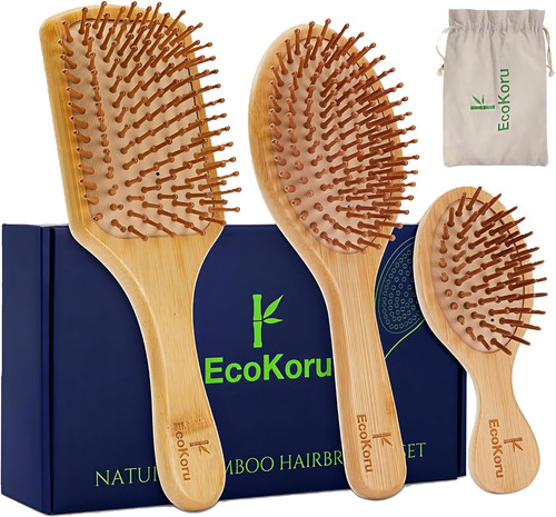 Set spazzole capelli bambù - set,