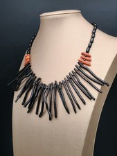 Collana donna girocollo corallo rosso di Sardegna e corallo nero argento 925