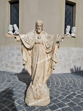 CUORE DI GESU' STATUA DEL CRISTO CON BRACCIA APERTE IN CEMENTO PER ESTERNO H90CM