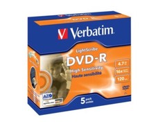 10 dischi vuoti registrabili VERBATIM Lightscribe DVD-R 4,7 GB 16x