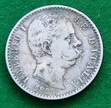 MONETA COIN REGNO D'ITALIA RE UMBERTO I° SAVOIA DUE 2 LIRE 1884 ARGENTO - ROMA -