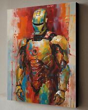 Quadro astratto Iron Man con COA - Tela incorniciata 40X30 cm firmato Hitt