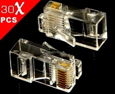 30X PLUG CONNETTORI RJ45 LAN-ETHERNET CAVO DI RETE 8P8C LAN RJ 45 CONNECTOR