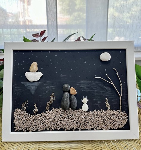 Quadro fatto mano con sassi - quadro,