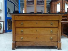 Cassettone Impero in ciliegio massello 1820 con marmo nero Francia