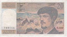 Banconota Francia 20 Franchi "Debussy" anno 1990 circolata (come da foto)