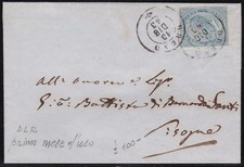 1863 Italia - Regno, n. L18 15c. celeste chiaro su lettera primo mese G