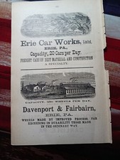 1889 Print Ad ~ 2 Erie PA