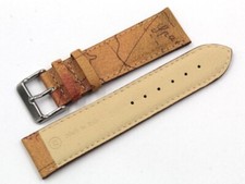 Cinturino Pelle Beige Stampa Geografica Mondo  22/20mm Made Italy Ottima Qualità