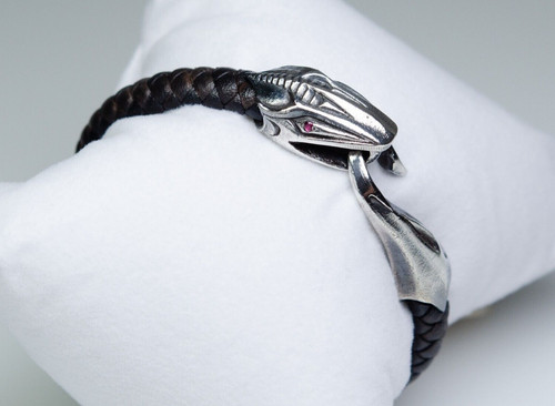925 argento pelle bracciale - argento,,