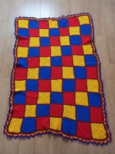 Vintage Copertina Uncinetto Lana Patchwork Colorata 150x105 cm circa