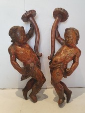 Antica coppia di angeli reggicero XVIII° secolo 1700