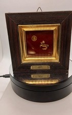 QUADRETTO CON MONETA (la piu' piccola del mondo) E SEGNO ZODIACALE ARIETE IN ORO