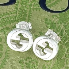 Orecchini Gucci ad incastro G in argento sterling 925 con custodia