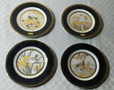 4 PIATTI DECORATIVI GOLD 24KT JAPAN CERAMICA PIATTINI VARI SOGGETTI ORO 