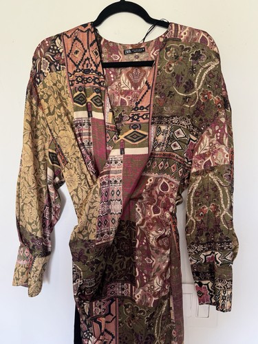 Abito zara raso paisley - zara,