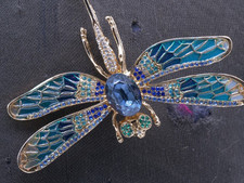 Spilla Vintage Libellula con pietre sintetiche e metallo dorato