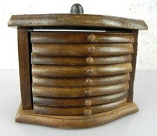 Porta sottobicchiere in legno e sughero piccolo mobile con cassetti vintage comò