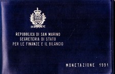 SAN MARINO. 1991 SERIE DIVISIONALE: 10 MONETE FDC, LIRE 1.000 ARGENTO