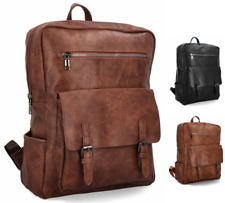 Zaino da Uomo Borsa Pelle Grande Lavoro Viaggio Scuola PC Vintage Marrone Nero
