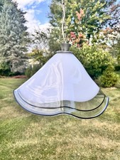 Lampadario vintage anni 70 Fazzoletto in vetro artistico di Murano bianco nero 18x13”