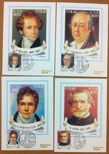 FDC - Cartoline maximum Poste Italiane 2001 Lirica - 4 NVG - annulli figurati